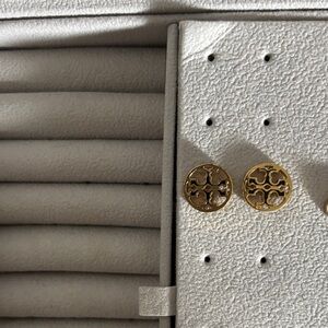 Gold Round Stud Earrings